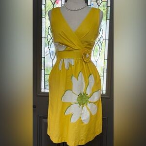 Studio I Yellow Sleeveless Daisy Print Sundress